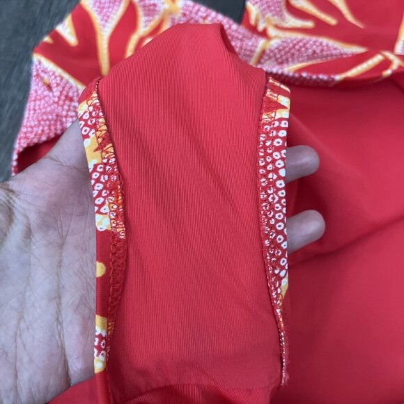 Aerie Red Coral Floral Monokini One Piece Swimsuit Bird of Paradise Open Cut - Picture 5 of 6